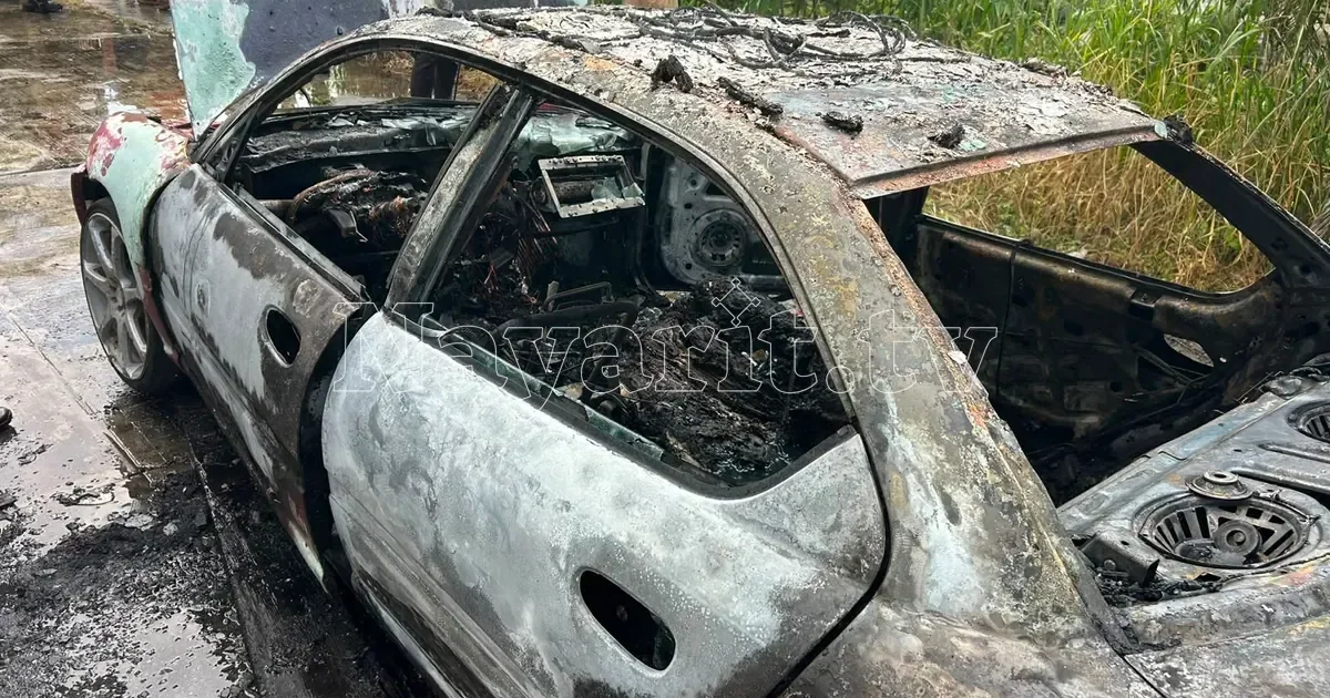 Incendio provocado consume vehículo en predio federal junto al río Mololoa (1 de 6)