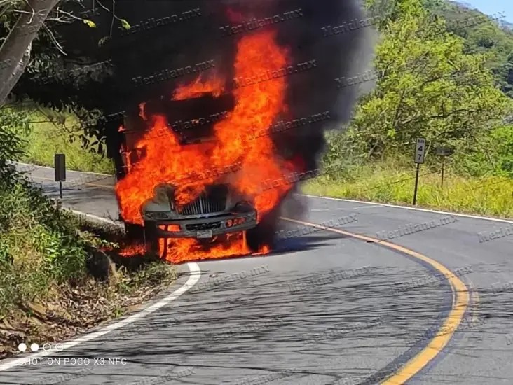 Torton se incendia en la carretera federal 200