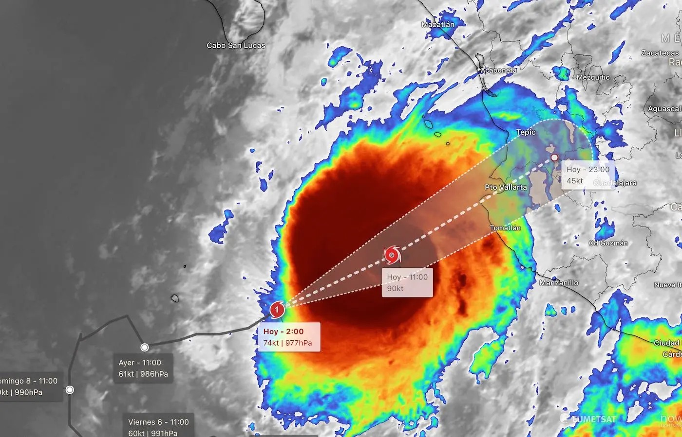 Sigue en vivo la trayectoria del huracán Lidia