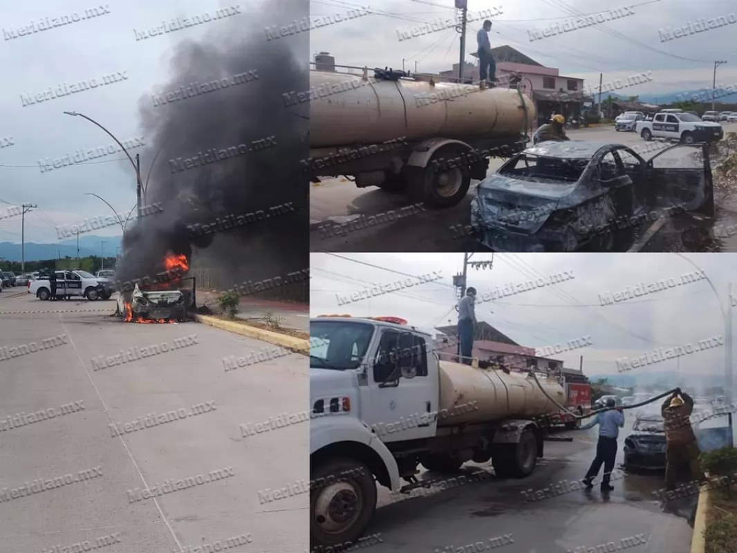¡ardió en llamas un vehículo frente a la clínica 33!