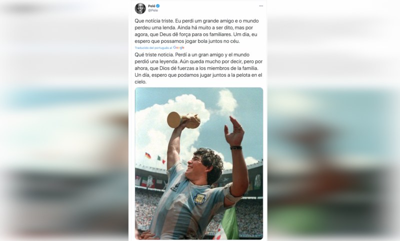 \"Espero jugar juntos a la pelota en el cielo\": Pelé se despide de Maradona